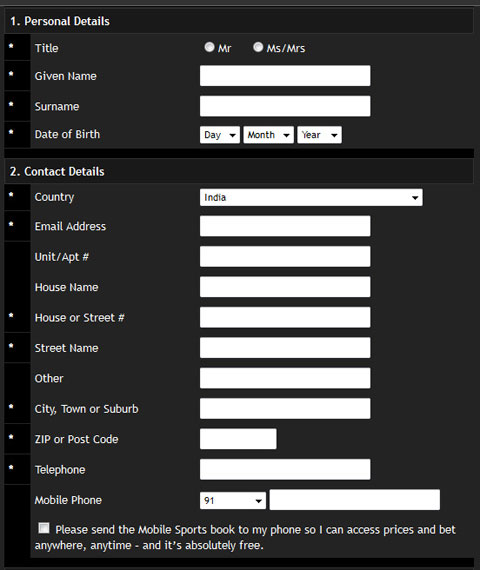 CentreBet india signup